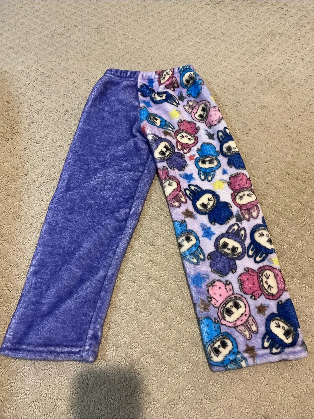 Kids Plush Labubu Pajama Pants in Purple